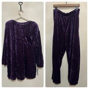 NEW Vintage 1970s JCPenney More Jazz Pajama Set Purple Velour Size 18W DEADSTOCK